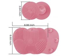 Tapete para limpiar brochas de maquillaje, almohadilla limpiadora ESARORA, juego de 2 tapetes de limpieza, portátil herramienta de lavado con ventosas