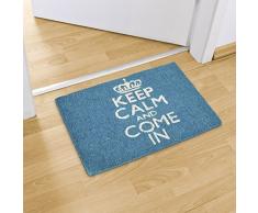 Relaxdays – Felpudo KEEP CALM AND COME IN para la entrada de su hogar hecho de fibras de coco y PVC con medidas 40 x 60 cm antideslizante elemento decorativo, color turquesa