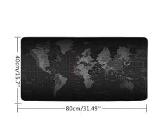JIALONG Alfombrilla de ratón grande Alfombrilla Gaming ratón láser, óptico XL 800x400mm, lavable, base de caucho para Gamers Ordenador, PC y Portátil (Mapa Mundi)