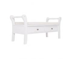 Rebecca srl Banco 2 Cajones Acolchado Madera Blanco Clasico Entrada Cocina (Cod. 0-1562)