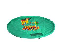 HIMRY® Estera del juego y juguetes almacenamiento bolsa, XXL alfombra, niños jugar Mat. Rápidamente limpieza organizador del almacenaje, portátil al aire libre manta actividades alfombra, KXD4005 green