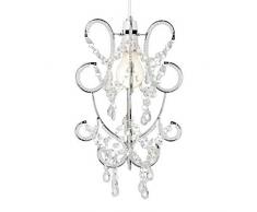MiniSun - Preciosa pantalla candelabro vintage para lámpara de techo, en cromo con ornamentos transparentes