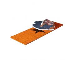Relaxdays - Felpudo ESTRELLA para la entrada del hogar, 1.5 x 75 x 25 cm, Fibra de coco y PVC, antideslizante, Color naranja