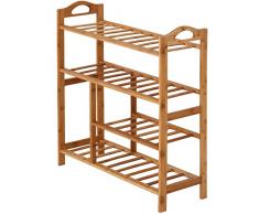 Miadomodo - Estantería zapatero de madera bambú 4 niveles - con compartimiento para guardar botas