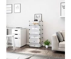 Songmics Estantería por módulos Organizador de zapatos, zapatero con 6 estantes (107 x 50 x 37cm, resistente al polvo), color blanco LPC06W