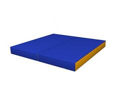 Tapete Suave Plegable de Gimnasia Color Azul/Amarillo para Niños - Colchoneta de Cuarto de Juegos - Tapetes Lavables Grandes para Deportes en Interior del Hogar - Tapete Grueso para Pasillo - Tapetes Plegables Económicos - 100 x 100 x 10 cm