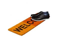 Relaxdays – Felpudo WELCOME para la entrada del hogar, 1.5 x 75 x 25 cm, Fibra de coco y PVC, antideslizante, Color rojo