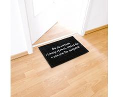 Relaxdays – Felpudo “ob du wirklich richtig stehst, siehst du, wenn die tür aufgeht” para la entrada de su hogar hecho de fibras de coco y PVC con medidas 40 x 60 cm antideslizante, color negro
