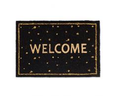 Relaxdays Felpudo de coco WELCOME, 1,5 x 60 x 40 cm, purpurina, antideslizante, puntos , fibra de coco, goma, multicolor