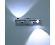 Lightess Apliques de Pared Lámpara de Pared Lámpara en Moda de Aluminio 6W 2 Granos LED Luz Frío y Agradable Luz de Ambiente, 360 Grados Angulo Ajustable Granos para Iluminación de Dormitorio, Studio, Hogar Decoración, Porche, Blanco Frío