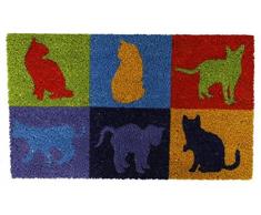 Felpudo de fibra de coco gatos de colores