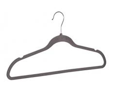 WENKO 64101100 Perchas aterciopeladas gris - juego de 5, Plástico - ABS, 45 x 23.5 x 0.4 cm, Gris