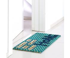 dcasa - Felpudo pop azul de fibra de coco para la entrada Arco Iris 70x35 cm HOME AZUL