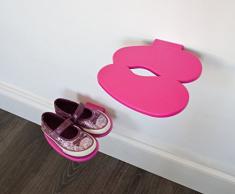 j-me 5060105291166 - Estante para zapatos (1 unidad, plástico), diseño de huellas, color rosa