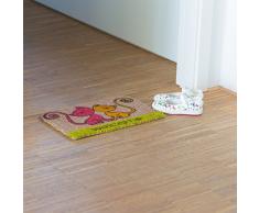 Relaxdays Kids Mini Felpudo fibra de coco con gato tema de bienvenida Felpudo antideslizante ladrón parte inferior 1,5 x 40 x 25 cm, diseño de gatos