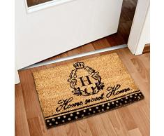 Relaxdays – Felpudo “SWEET HOME” para la entrada de su hogar hecho de fibras de coco y PVC con medidas 40 x 60 cm antideslizante elemento decorativo, color marrón