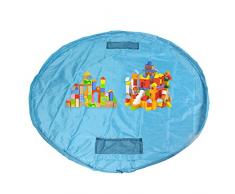 HIMRY® Estera del juego y juguetes almacenamiento bolsa, XXL alfombra, niños jugar Mat. Rápidamente limpieza organizador del almacenaje, portátil al aire libre manta actividades alfombra, Azul claro, KXD4005 lightblue