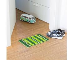 Relaxdays - Felpudo en miniatura para niños, 1.5 x 40 x 25 cm, Fibra de coco y PVC, antideslizante, Motivo: Campo de futbol