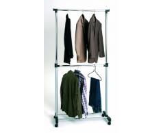 Haku Möbel 44708 Perchero con Ruedas Tubo de Acero / PVC Aluminio / Cromado / Gris 43 x 90 x 210 cm
