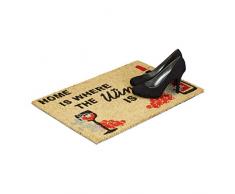 Relaxdays – Felpudo coco Alemán Home is where the Wine Is Coco Felpudo 40 x 60, con base antideslizante de PVC – Felpudo (fibra de coco alfombra de entrada y puerta Alfombrilla, natural
