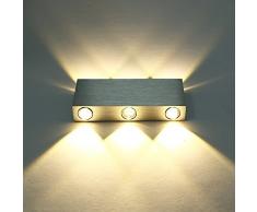 Lightess Apliques de Pared Rectangular Lámpara en Moda de Puro Aluminio 6 LED 6 W Luz Cálida y Agradable Luz de Ambiente, Iluminación de Pasillo, Entrada, Dormitorio, Decoración Hogar, etc, Blanco Cálido