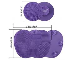 Tapete para limpiar brochas de maquillaje, almohadilla limpiadora ESARORA, juego de 2 tapetes de limpieza, portátil herramienta de lavado con ventosas