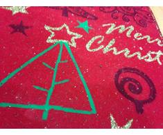 Alfombra Navidad Navidad - Felpudo (50 x 80 Buena Fiesta Glitter Rojo Árbol de Navidad diseño moderno