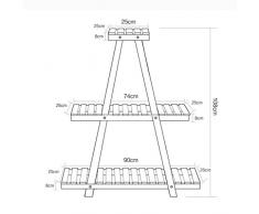 ZJM Bastidor para macetas (90 * 25 * 108cm) Estantes de la flor Retro Estilo Terraza Interior de la sala de estar y uso exterior Madera maciza de madera de múltiples capas de exhibición de la flor Estante de madera de los estantes