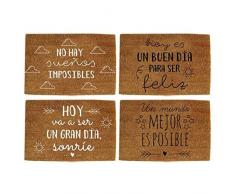 Felpudo original de fibra de coco y base de goma diseño frases 40x60cm muy divertido (Ser feliz)