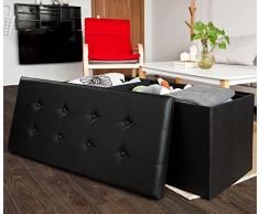 SoBuy® 110x48x48cm, caja taburete, banco, puff arcón, puff caja, cesto para ropa, negro, FSS27-EL-SCH