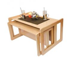 3 en 1 Muebles Multifuncional Para Adultos Conjunto De Nido de Dos Mesas de Café, o Muebles Multifuncional Para Niños Conjunto De Una Mesa Multifuncional y Un Banco Multifuncional Barniz de Luz Madera Maciza De Haya