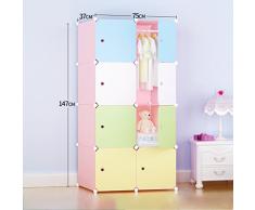 armario del dormitorio de los niños montaje sencillo de color gabinetes de almacenamiento combinación armario resina DIY sola plegado armario ropero