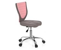 hjh OFFICE 670600 KIDDY COMFORT Silla para niños y silla giratoria, tejido gris / rosa