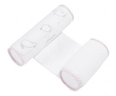 Praia E29 29070 - Cojín antivuelco, diseño Piu Piu rosa, desenfundable, ajustable, bordado / estampado, colores rosa y blanco