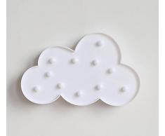icase4u preciosa lámpara decorativa de mesa de luz LED Iluminación infantil nocturna para habitación de los niños o chicas con forma de cactus/nubes /piña /flamencos/árbol de Navidad /corazón/árbol de coco/I LOVE YOU (nube blanco)