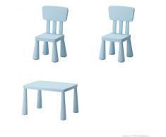 IKEA MAMMUT de mesa infantil, diseño de estrellas, color azul y Mammut silla infantil, color azul claro (2 unidades)