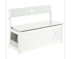 3 en 1 Blanco + Cofre de juguetes de madera + Perchero para niños - Motivo Estrella - Color GRIS y BLANCO