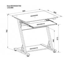 SixBros. Mesa de ordenador Vidrio lustre negro - CT-3312D/1131