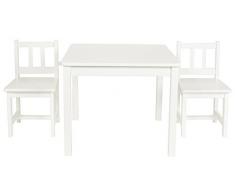 ts-ideen – Jugeo de muebles infantiles para cuarto de los niños, mesa y sillas taburete, colorido de madera blanca 60 x 60