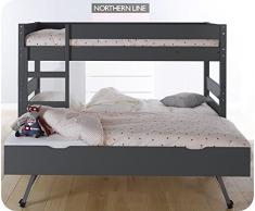 Mobikids - Litera 1,2,3+Cama nido supletoria, Gris. 90x190cm