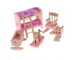 Conjunto De Habitación Mueble De Madera Para Casa De Muñecas Juguete Niños