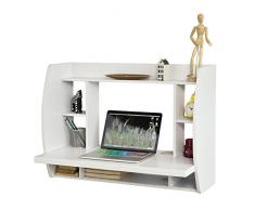 SoBuy® Mesa de ordenador armario de pared, Mesa de escritorio de la computadora tabla, blanco, FWT18-W, ES