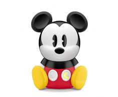 Philips Disney Mickey Mouse - Lámpara de mesa SleepTime, luz blanca cálida, bombilla LED de 2 W, color rojo y negro