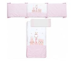 Edredón de cuna desenfundable + protector desenfundable + Cojín Friends color BLANCO/ROSA, tamaño CUNA 60 x 120