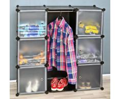Armario para ropa, niños Guardaropa, Estante para pasillo, vestíbulo, baño en negro-blanco traslúcido con decoración estampada