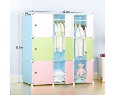armario del dormitorio de los niños montaje sencillo de color gabinetes de almacenamiento combinación armario resina DIY sola plegado armario ropero