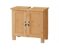 Diseño de estilo de vida 7572044 armario TYROL 55 x 30 x 60 cm 2-puertas, madera de pino barnizada y encerada