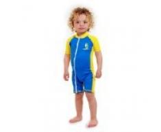 Bebé de Swimfree sillita para bebés para el One-piezas y a los rayos UV protección SPF traje de baño + 50 de natación de juego para niños entre las 6-36 meses de Blue/yellow Talla:Medium for 12-24 Month