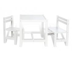 Pinolino 202420 Timo - Set infantil de mesa y bancos de madera, color blanco
