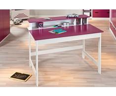 Links Fritzi - Mesa de Estudio para Niños con Estantería, color morado y blanco